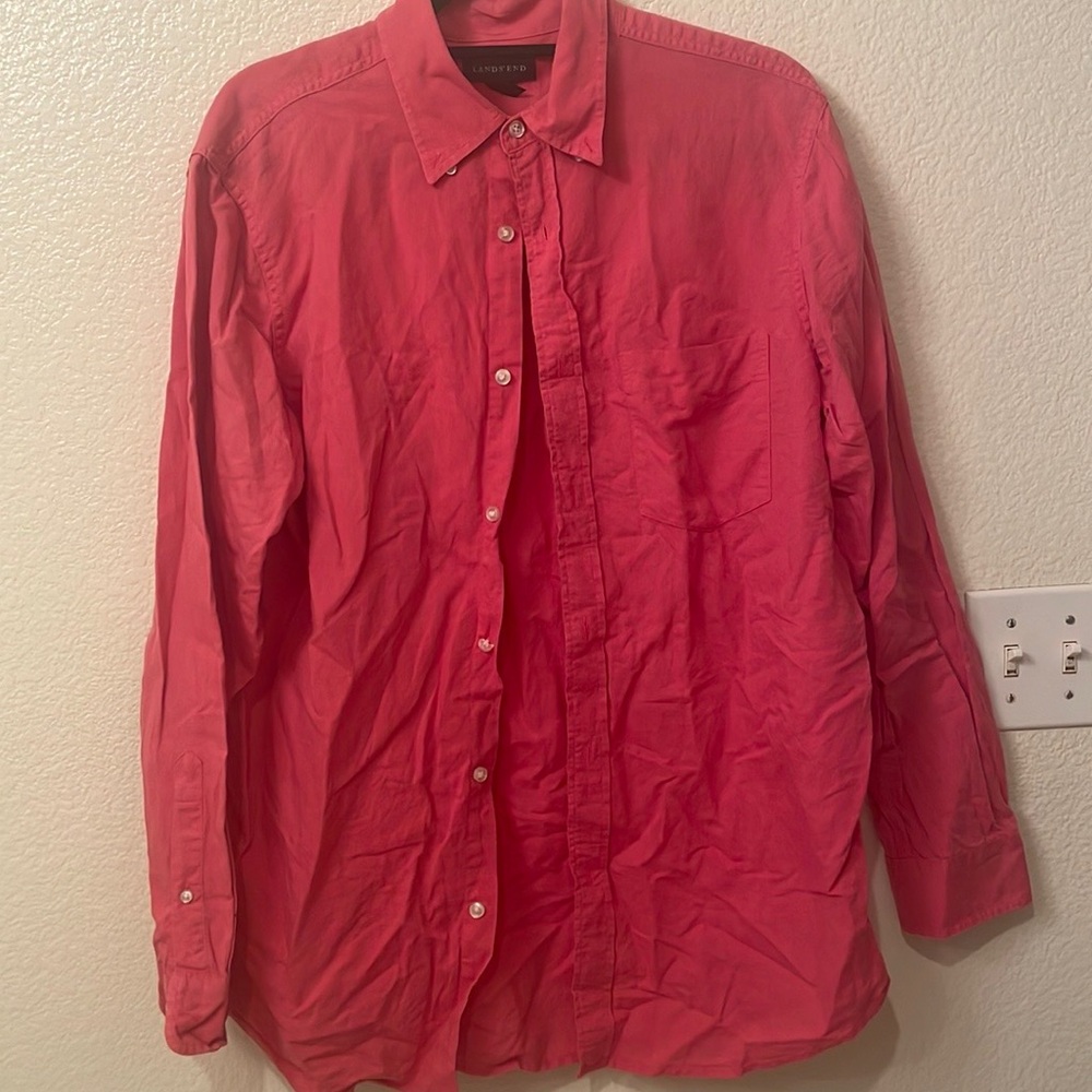 LANDS END Salmon M men’s linen shirt